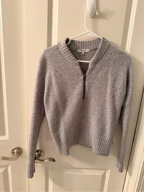 Madewell Light Gray Half-Zip Crewneck Sweater